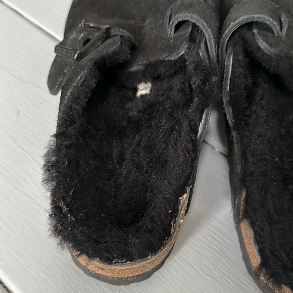 Birkenstock Black Sherling Boston Suede Clogs SZ 10 EU 41 - Picture 5 of 8